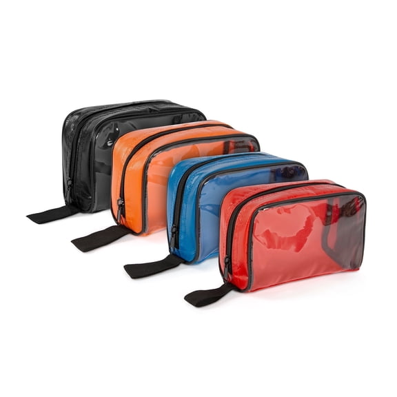 LINE2design First Aid Kit Pouches, Color-Coded Water-Resistant Medical Supply Bags, 4 Pack, Red Blue Orange Black