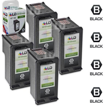 Hp Photosmart C4580 Ink LD Remanufactured Replacement for HP 96 / C8767WN High Yield Black Ink Cartridge 4-Pack for DesignJet 5940, DeskJet 5748, 5940, 6620xi, OfficeJet 7210, 7410, K7108, PhotoSmart 2605, 2610, 8053, 8400 ()