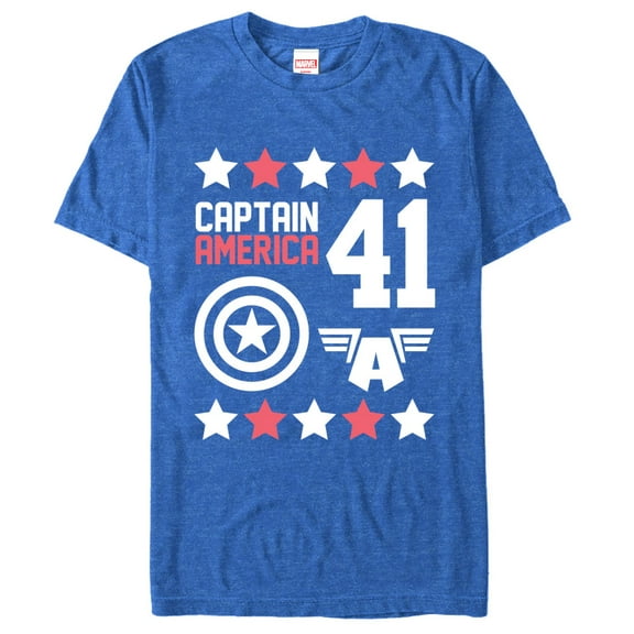 Men's Marvel Captain America 41 Graphic Tee Royal Blue Heather Large