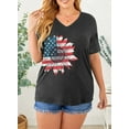 thumbnail image 6 of DEXIO Plus Size Women American Flag Shirt 4th of July Patriotic V Neck T Shirts American Flag Sunflower Graphic Tee Tops,5X, 6 of 6