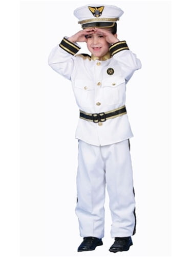 Kids White Navy Admiral Costume Soldier Outfit Hat Halloween Dress Up 4-13yrs