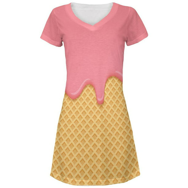 Old Glory - Pink Melting Ice Cream Cone Juniors V-Neck Beach Cover-Up ...