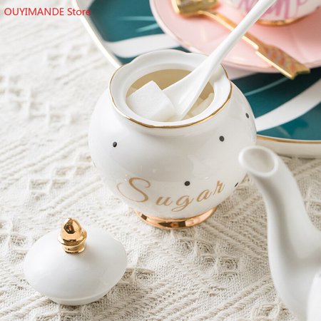 

Gold Afternoon Tea Cup Saucer Set Coffee Cup Tea Pot Milk Jug Sugar Pot Set Tea Tray Bridesmaid Gift
