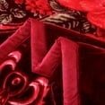 thumbnail image 5 of 10lbs Heavy Thick A&B Pattern Blanket 2Ply Reversible - Thick Warm Plush Korean Style Bed Blanket, King Size Fleece Plush Blanket, Soft Winter Blanket For Adult 87" x 95", Dark Red Flowers, 5 of 11