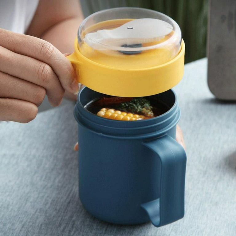 Microwavable Soup Mug With Lid and Scoop Soup To- Go Container Cereal Cup  with Cover for Soups, Noodles, Hot Cereal and - AliExpress