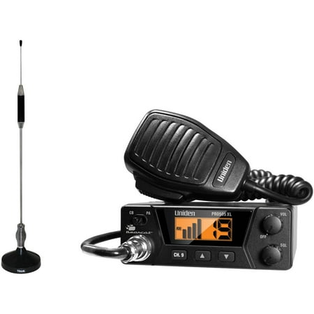 Uniden 40 Channel LCD Display CB Radio with Antenna, Black, PRO505XL