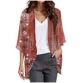 thumbnail image 1 of 2025 Cardigan Léger à Manches Bouffantes à Imprimé Floral pour Femmes, Ouvert à l'Avant, Kimono Cardigan d'Été à Manches, Ample, Grande Taille, Chandails pour Femmes, Couvre-Maillot, Blouse Décontractée, 1 of 4