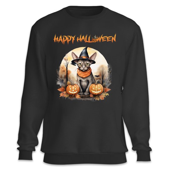 Happy Halloween Sphynx Witches Hat Pumpkin Carving Sweatshirt Unisex Merch Cat Lover Kitten Owner Gifts Idea - 02019
