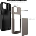 thumbnail image 3 of iPhone 13 Pro Case with Card Holder Heavy Duty Protective Dual Layer Shockproof Hidden Card Slot Slim Wallet Case for iPhone 13 Pro for Men&Women(Coffee), 3 of 14