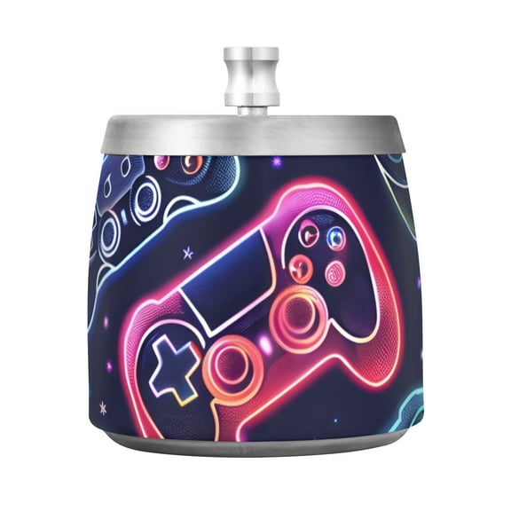 Gaming Machines Multicolor Ashtray with Lid Smell Proof Cigarette Ashtray Stainless Steel Smokeless Ash Holder for Indoor Outdoor