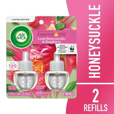 Air Wick Plug-In Scented Oil Air Freshener Warmer Refills, Honeysuckle and Raspberry, 2 Count