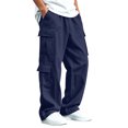 thumbnail image 3 of Falkdiz Boys Fashion Pants Winter Outdoor Pockets Straight Leg Solid Color Trendy Pantalones Trousers for Boys Relaxed fit, Navy, Size: 10-11Years, 3 of 9
