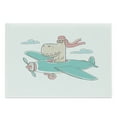 thumbnail image 1 of Dinosaur Cutting Board, Dinosaur Flying a Plane in Sky Cool Hipster Funny Boys Graphic, Decorative Tempered Glass Cutting and Serving Board, Large Size, Turquoise Eggshell, by Ambesonne, 1 of 1