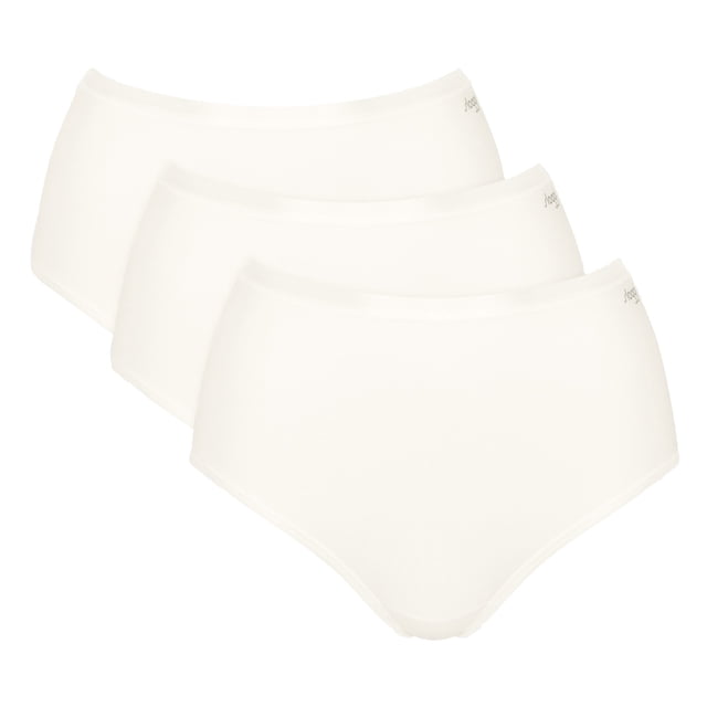 Sloggi Calzoncillos de cintura alta para mujer, pack de 3 - GO Daily Cotton Highwaist 3P, pantalones, algodón elástico Blanco XL (X-Large)