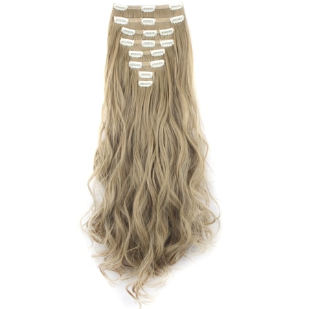 FLORATA 24" Long Curly Wavy Full Head Clip in Synthetic ...