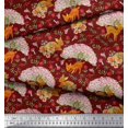 thumbnail image 2 of Soimoi Rayon Crepe Fabric Tree,Floral & Deer Animal Printed Fabric 1 Yard 46 Inch Wide, 2 of 3