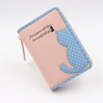 thumbnail image 1 of Cartera de mujer estilo coreano con cremallera de medio lado y diseño de gato de dibujos animados, cartera pequeña plegable para estudiantes, monedero de mano para mujer, 1 of 6