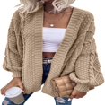 thumbnail image 3 of Women Loose Cardigan Sweater Front Open Cable Lantern Sleeve Knit Jacket, 3 of 4