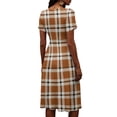 thumbnail image 6 of Minjewel Women's Gingham Shift Dress with Plaid V-Neck - Short Sleeve Summer Dress, Loose Flowy Beach Party Outfit, Preppy Comfy Vacation Mini Dress,Orange,L, 6 of 6
