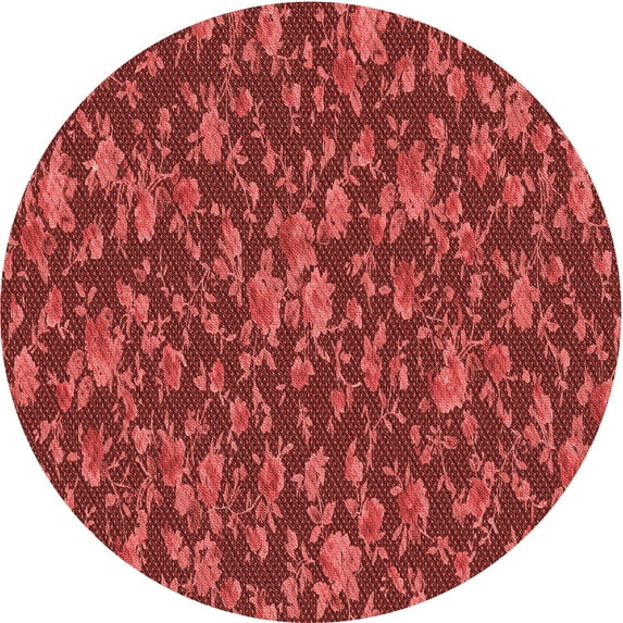 Ahgly Company Indoor Round Patterned Valentine Red Area Rugs, 8' Round