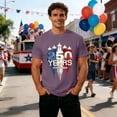 thumbnail image 2 of 4th of July T Shirts for Men's 250th Anniversary Patriotic Graphic Casual Short Sleeve T Shirt Comfortable Breathable Tee For Daily Wear Couples Matching Outfit Purple 5XL, 2 of 5