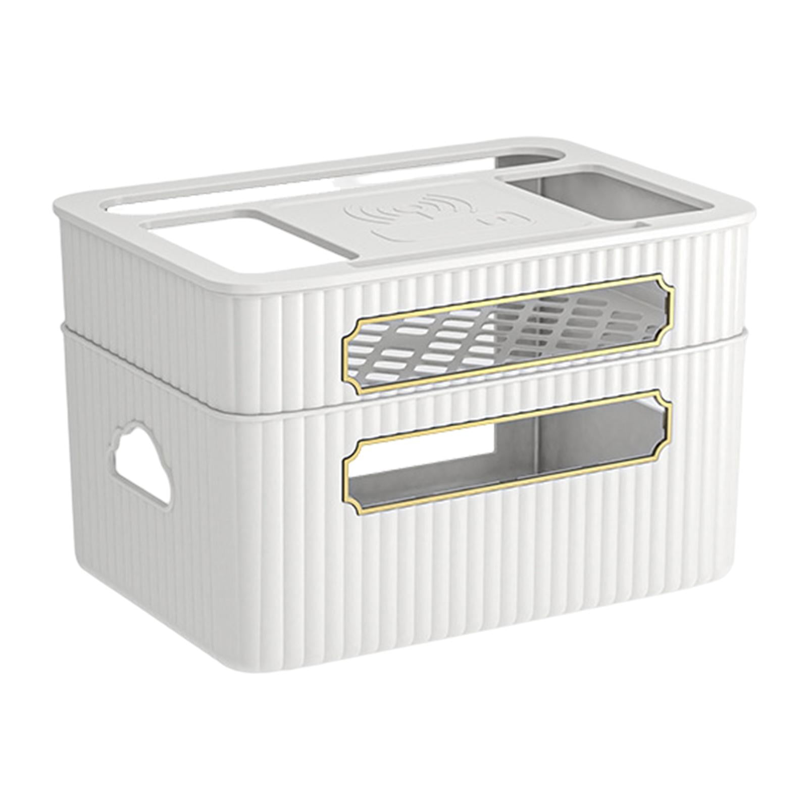Fiocias Router Storage Box Cable Management Box Space Saving Wire Cable Storage Case for White 2 Tier