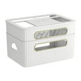 thumbnail image 3 of Router Rack Large Capacity Cord Arrangement Box Office Desktop Organizer Shelves White 2 Tier, 3 of 8