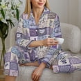thumbnail image 6 of Honeii Lavender Flowers print Women's Pajama Sets Long Sleeve Button Down Sleepwear Nightwear Soft Pjs Lounge Sets-Small, 6 of 7