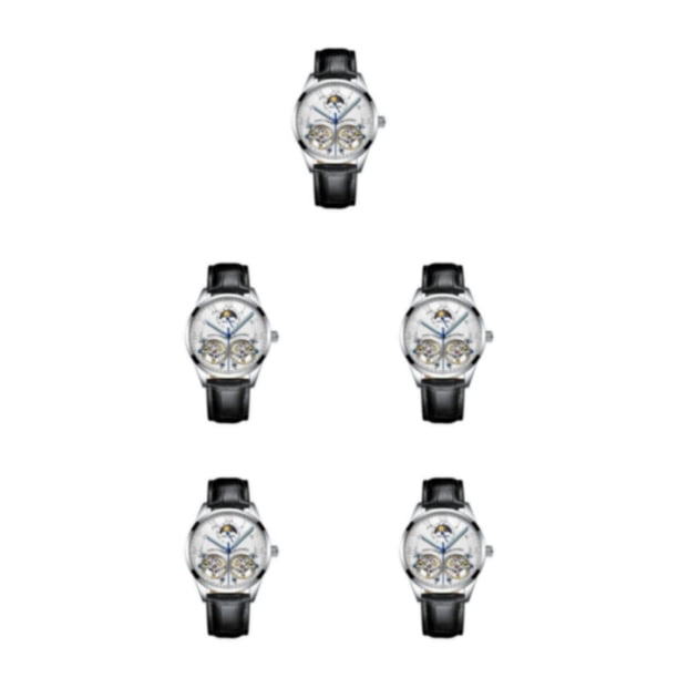 Qarigey Reloj mecánico para hombre con estilo, correa de cuero analógica Vintage, reloj de de negocios ajustable, tipo de regalo de Type2 NO2