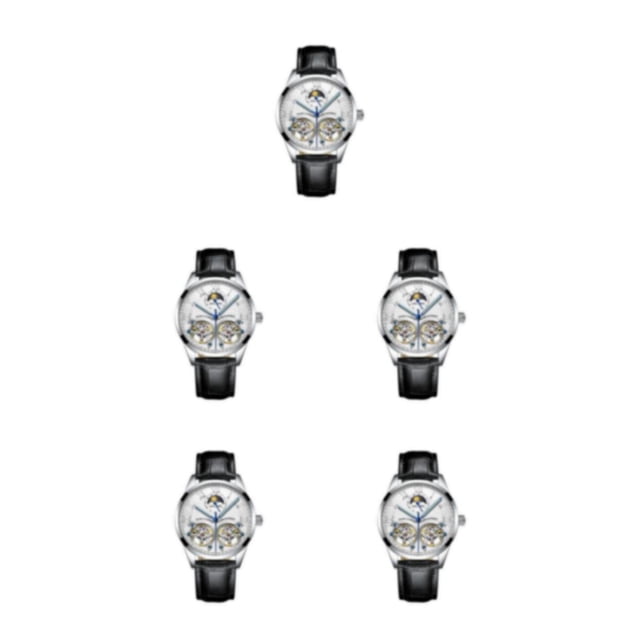Sonducket Reloj Mecánico de acero inoxidable para hombre, correa de cuero analógica, reloj de impermeable de negocios fácil de combinar, tipo Type2 NO2