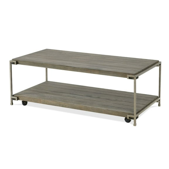 Roundhill Furniture Wood/Metal Corbeta Coffee Table with Casters in Gray