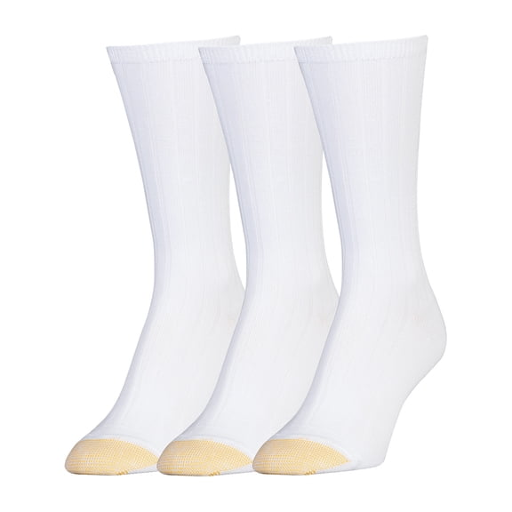 Gold Toe Women's Ultra Soft Verona Casual Crew Socks - 3 Pack, White, Medium