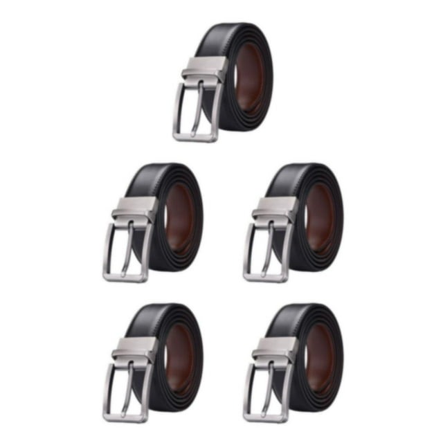 Wisewang Ceinture Décontractée pour Homme avec Boucle Réversible Style Durable et Soigné Ceinture en Peau de Vache Ceinture Réversible Complets Original 125cm 5Ensemble