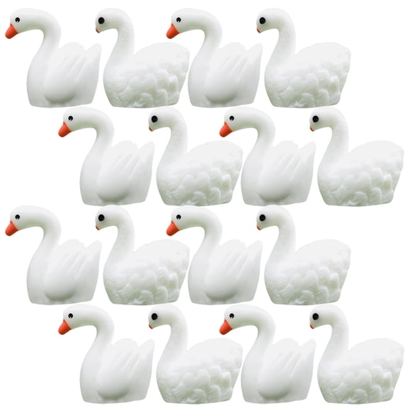 FOMIYES 40Pcs Resin Swan Figurines White Micro Landscaping Decorative Adornments
