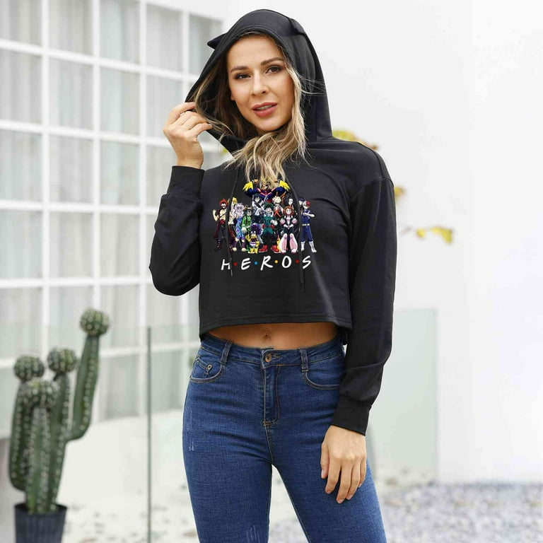 SOSPIRO My Hero Academia Crop Top Cat Ear Long Sleeve Pullover