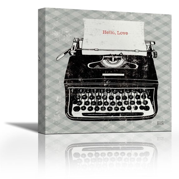 Vintage Analog Typewriter - Contemporary Fine Art Giclee on Canvas Gallery Wrap - wall décor - Art painting - 24 x 24 Inch - Ready to Hang