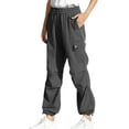 thumbnail image 2 of Breathable Linen Pants Cargo Pants Women Drawstring Elastic Waist Straight Leg Long Trousers with Pockets Loose Casual Hiking Pants Women's Plus, 2 of 4