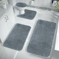thumbnail image 4 of 4 Pieces Shaggy Bath Mat Set, Soft Absorbent Plush Microfiber Bathroom Rugs, Non Slip Bath Rugs 4 PCS, 4 of 8