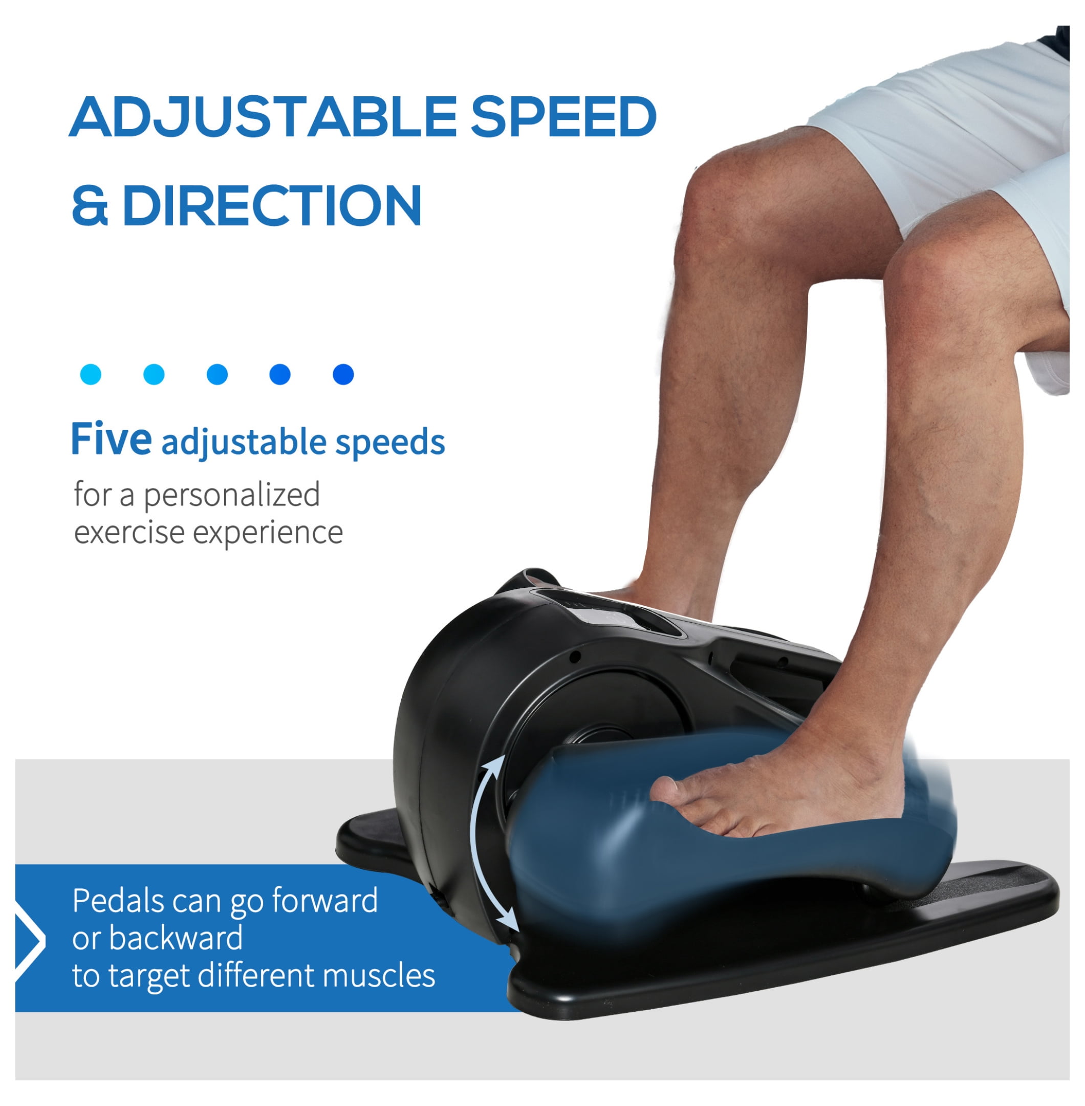 Soozier Powered Foot Pedal Exerciser, Seated Under Desk Bike Elliptical Machine, Mini Rehabilitation Bike w/ Adjustable Speed, & LCD Display for Home & Office