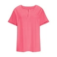 thumbnail image 5 of Womens Tops Women Fashion Top Color Block Gradient Print V Neck Top Shirt Short Sleeve 3/4 Sleeve Blouses Business Casual Shirts for Women Athletic T Shirts Juniors Rhinestone plus Size V N Hot Pink M, 5 of 7
