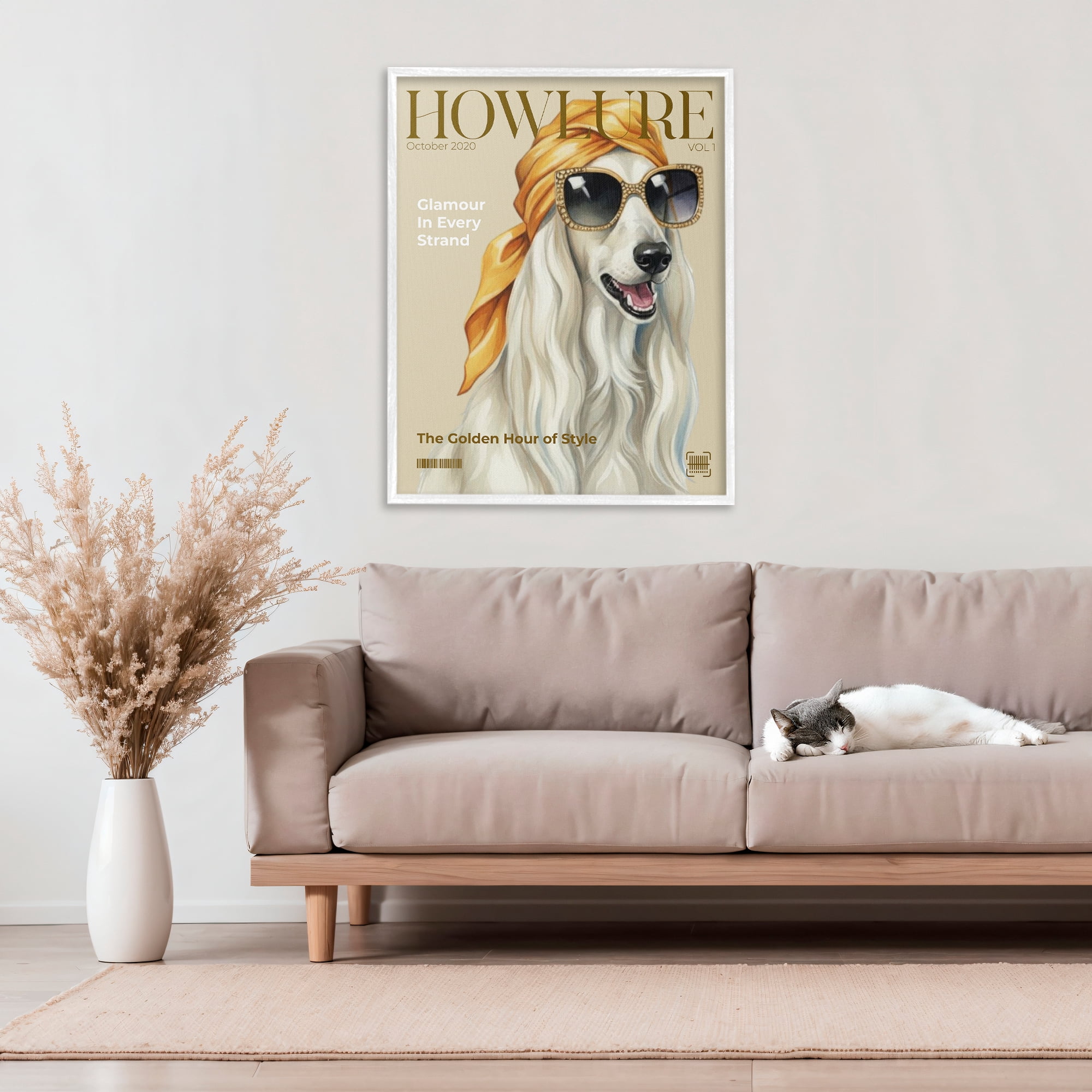 Stupell Industries Howlure Dog Fashion Magazine White Framed Giclee Art, design by A Barefoot Stylist