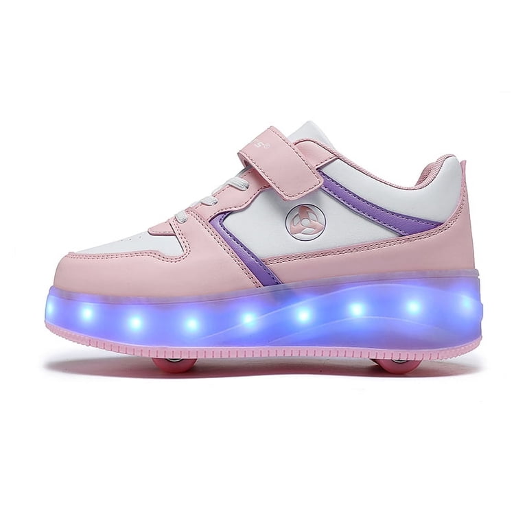 Kids Roller Sneakers With LED Lights - Rechargeable 2-Wheel Skate Shoes For Boys & Girls (Size 11 Little Kid)