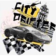 thumbnail image 2 of City Drifter Race Car With Flag And Clock Tower Adult White Crew Neck Short Sleeve Tee-Medium, 2 of 2