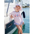 thumbnail image 5 of BemeyourBBs Toddler Baby Girl Swimsuit Infant Bathing Suit One-Piece Swimsuits with Sun Hat Set Long Sleeve Rash Guard Swimwear Ice Cream Zipper Summer Beach Wear, 5 of 9