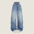 thumbnail image 2 of Ruyang Baggy Jeans for Girls Wide Leg Cargo Pants Y2K Elastic High Waist Denim Pants Teens Loose Back to School Clothes, 2 of 9