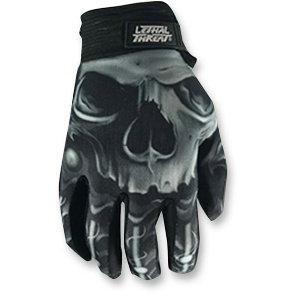 Lethal Threat Gloves (Skull Men Hand) (Black, Medium)