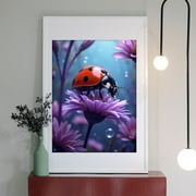 Diamond Art Kits for Adults - 5d Ladybug On Purple Bloom Diamond Painting for Adults, Diamond Art for Adults Beginners, Diamond Painting Kits for Adults for Home Wall Decor