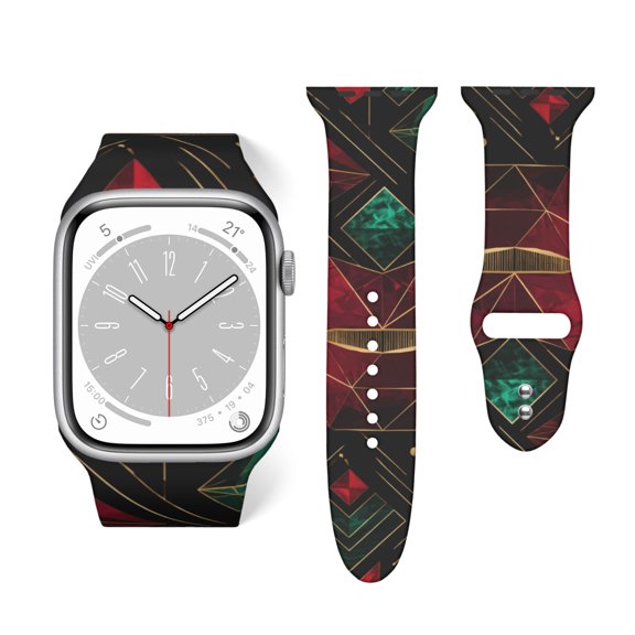 Jewel Toned Artistic Lip Print Soft Silicone Sport Band 38mm40mm Wristband for Apple Watch, Waterproof Buckle Strap for Series 9/8/7/6/SE/Ultra