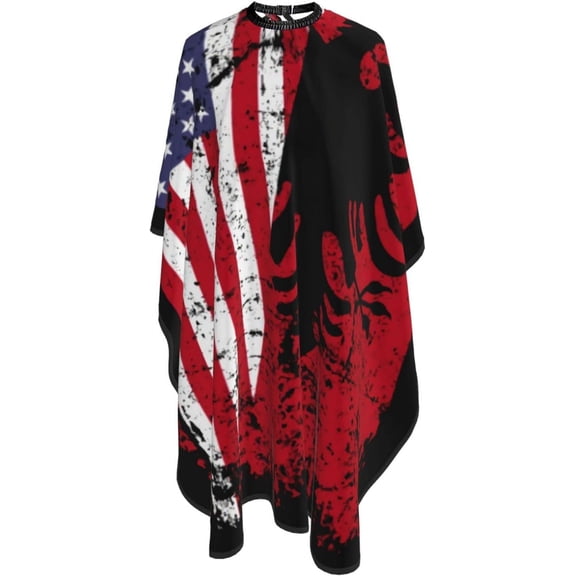 Albanian Roots American Flag Salon Barber Cape - Professional Hairdressing Waterproof Hair Cutting Cape With Adjustable Snap Closure-Haircut Apron For Hair Stylist And Home Use-55''X66''