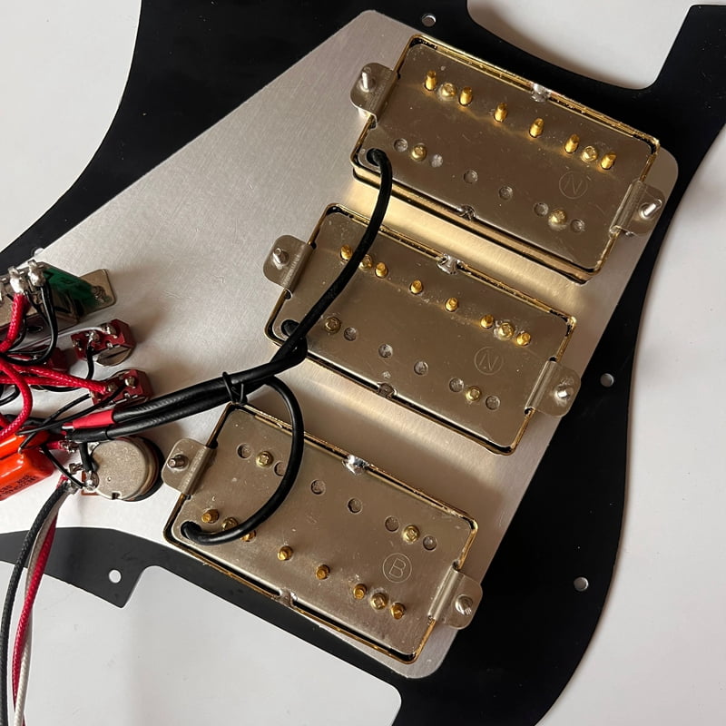 HHH Prewired Guitar Strat Pickguard Set, Alnico 5 Humbucker Pickups Coil Splitting Switch Multi Switch Harnesses ,For Fender St Electric Guitar Part Replacement